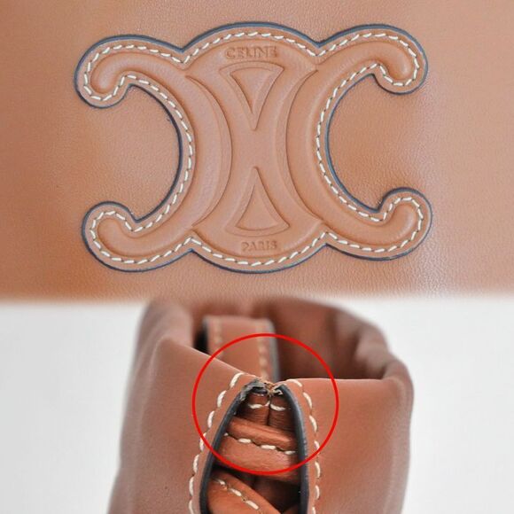 Celine Drawstring Mobile Pouch Shoulder Bag Cuill Triomphe Tan Brown - Picture 7 of 10